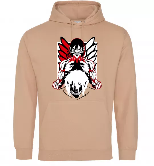 Чоловіча толстовка (худі) Атака титанів Ерен Пісочний фото