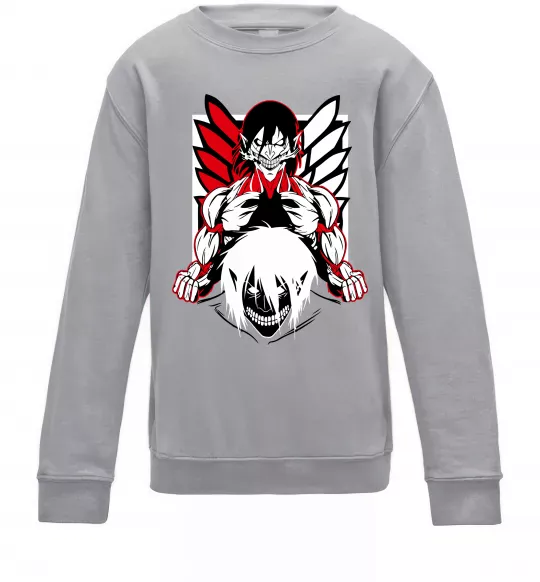 Детский Свитшот Атака титанів Ерен Серый меланж фото