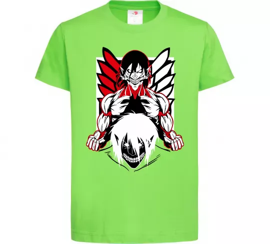 Дитяча футболка Атака титанів Ерен Лаймовий фото