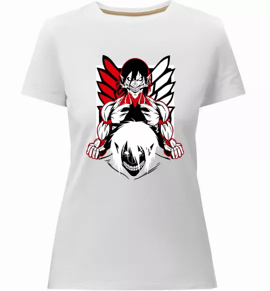 Жіноча преміум футболка Атака титанів Ерен Білий фото