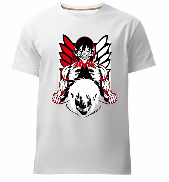 Мужская премиум футболка Атака титанів Ерен Белый фото