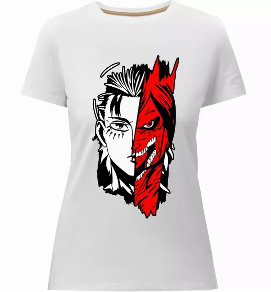 Жіноча преміум футболка Ерен Єгер Білий фото