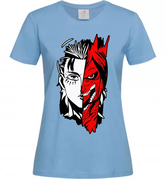 Женская футболка Ерен Єгер Голубой фото