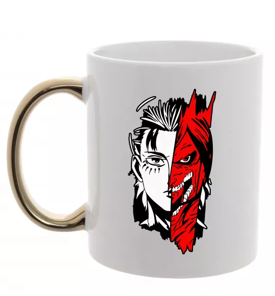 Чашка с цветной ручкой Ерен Єгер Золото фото