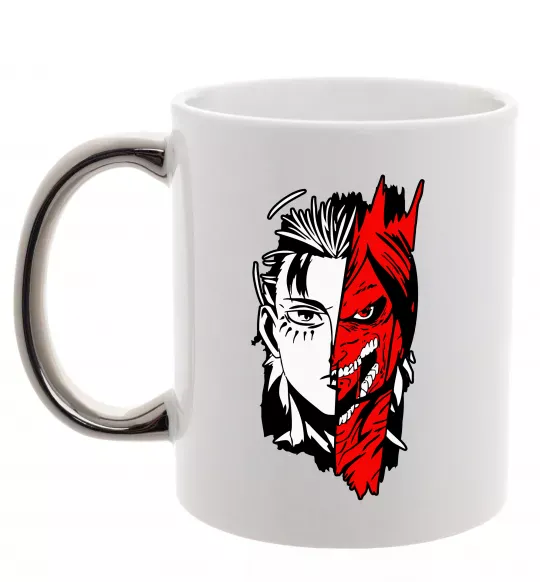 Чашка с цветной ручкой Ерен Єгер Серебро фото