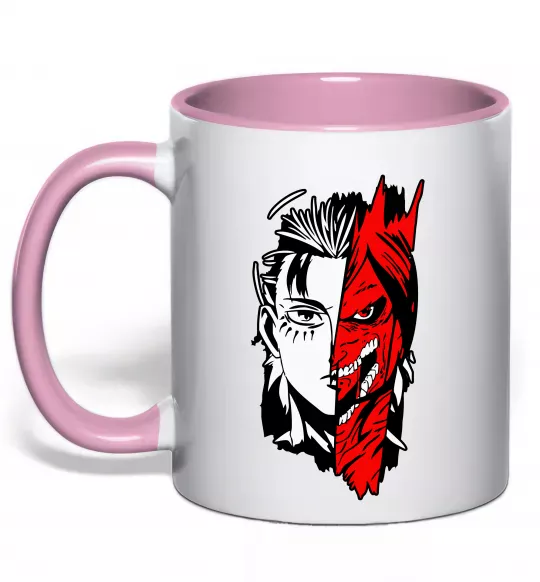 Чашка с цветной ручкой Ерен Єгер Нежно розовый фото