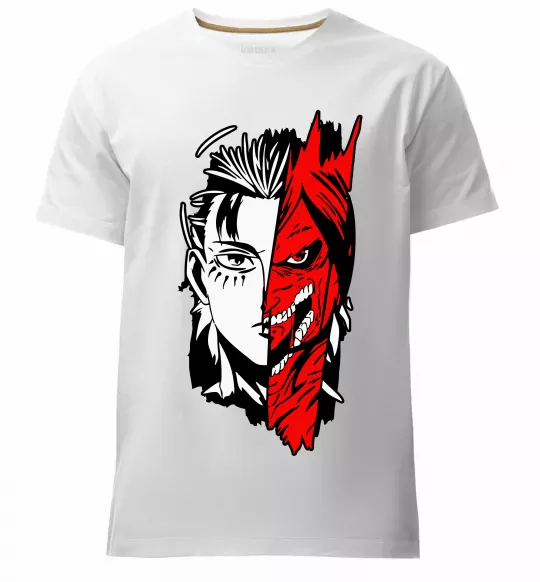 Чоловіча преміум футболка Ерен Єгер Білий фото