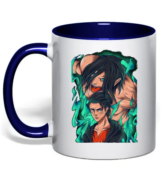 Чашка с цветной ручкой Ерене Єгер титан Глубокий темно-синий фото