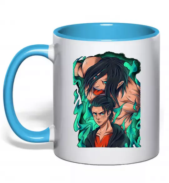 Чашка с цветной ручкой Ерене Єгер титан Голубой фото