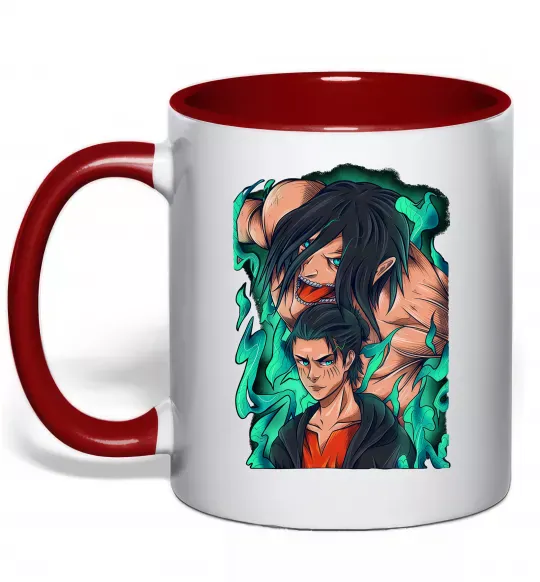 Чашка с цветной ручкой Ерене Єгер титан Красный фото