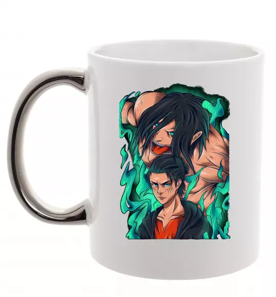 Чашка с цветной ручкой Ерене Єгер титан Серебро фото