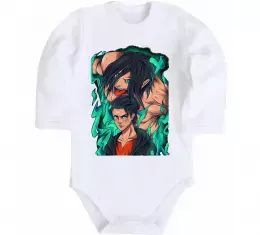 Дитячий бодік Ерене Єгер титан Білий фото