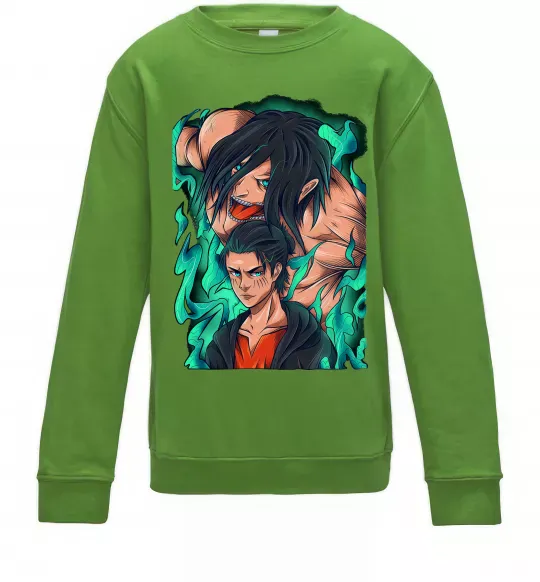 Детский Свитшот Ерене Єгер титан Лаймовый фото