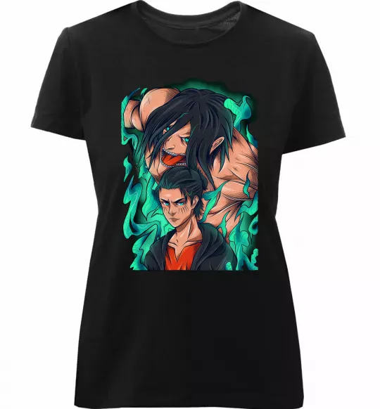 Жіноча преміум футболка Ерене Єгер титан Чорний фото