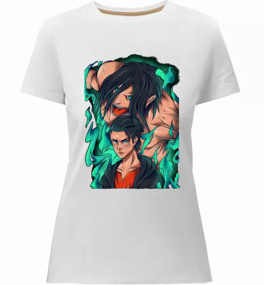 Жіноча преміум футболка Ерене Єгер титан Білий фото