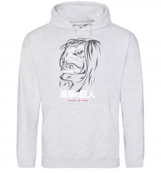 Чоловіча толстовка (худі) Attack on Titan Eren Yeager Сірий меланж фото