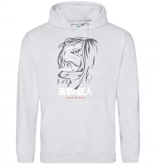 Женская толстовка (худи) Attack on Titan Eren Yeager Серый меланж фото