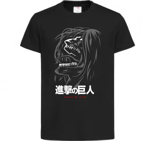 Детская футболка Attack on Titan Eren Yeager Черный фото