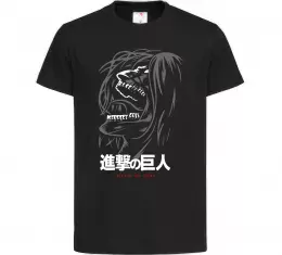 Детская футболка Attack on Titan Eren Yeager Черный фото