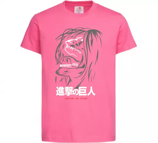 Детская футболка Attack on Titan Eren Yeager Ярко-розовый фото
