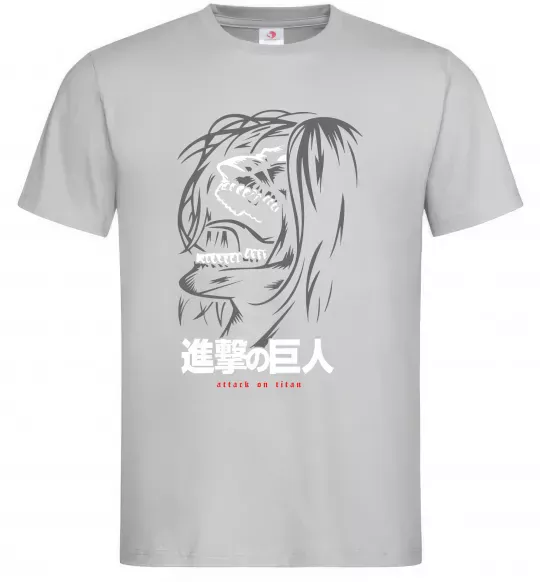 Мужская футболка Attack on Titan Eren Yeager Серый фото