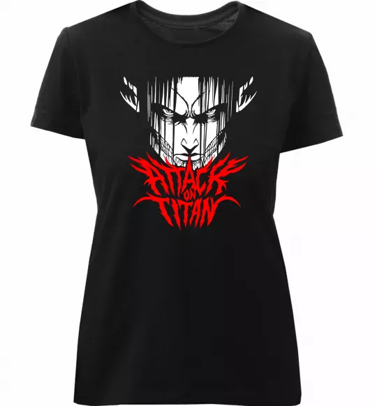 Женская премиум футболка Attack on titan Черный фото