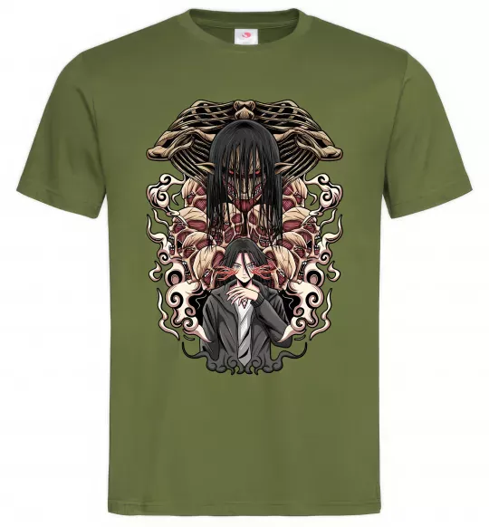 Мужская футболка Eren Yeager Титан Оливковый фото