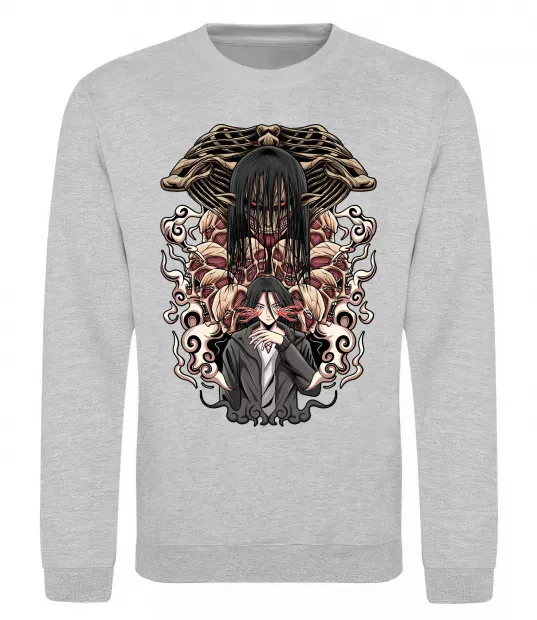 Світшот Eren Yeager Титан Сірий меланж фото