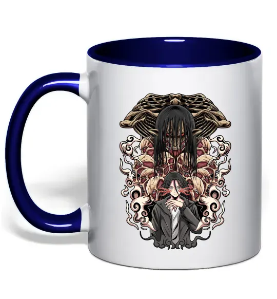 Чашка с цветной ручкой Eren Yeager Титан Глубокий темно-синий фото