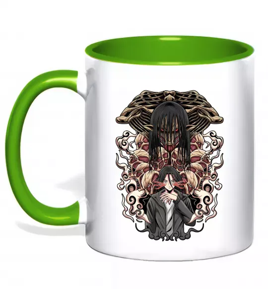 Чашка с цветной ручкой Eren Yeager Титан Зеленый фото