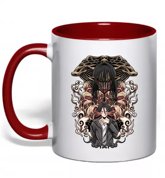 Чашка с цветной ручкой Eren Yeager Титан Красный фото