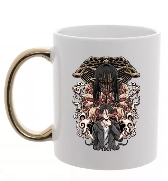 Чашка с цветной ручкой Eren Yeager Титан Золото фото