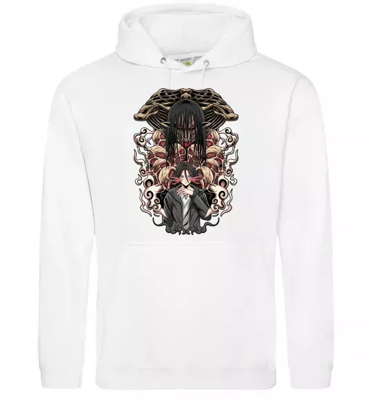 Мужская толстовка (худи) Eren Yeager Титан Белый фото