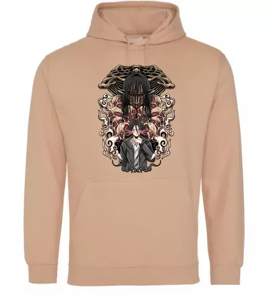 Мужская толстовка (худи) Eren Yeager Титан Песочный фото