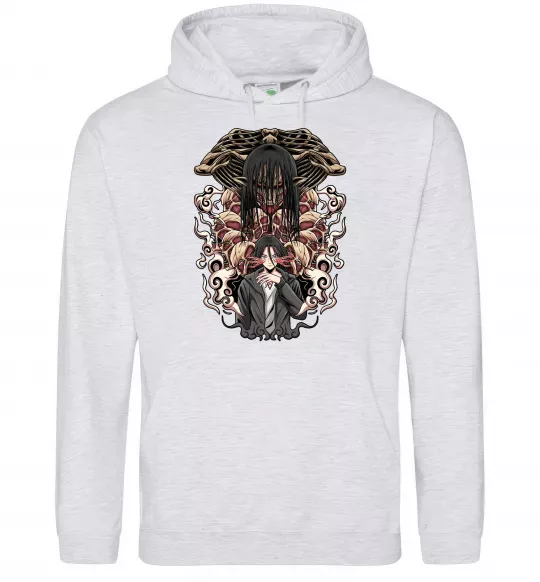 Женская толстовка (худи) Eren Yeager Титан Серый меланж фото
