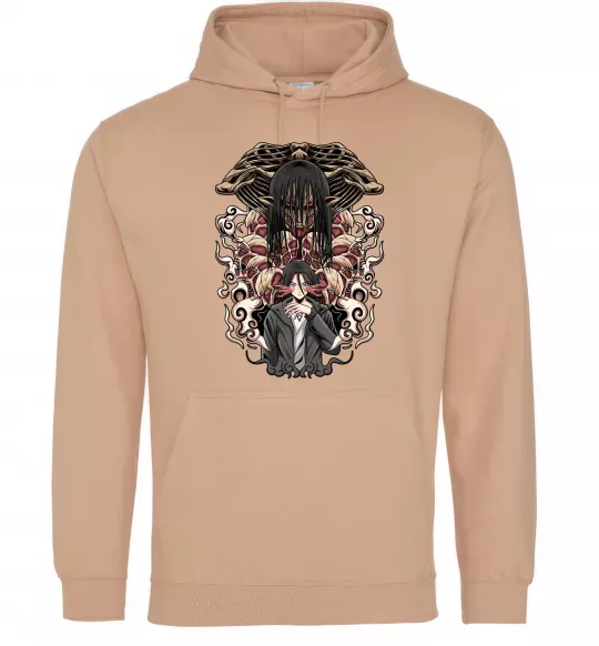 Женская толстовка (худи) Eren Yeager Титан Песочный фото