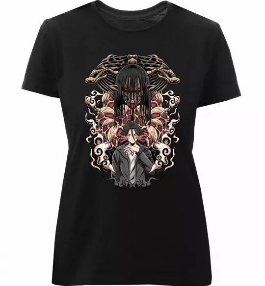 Женская премиум футболка Eren Yeager Титан Черный фото