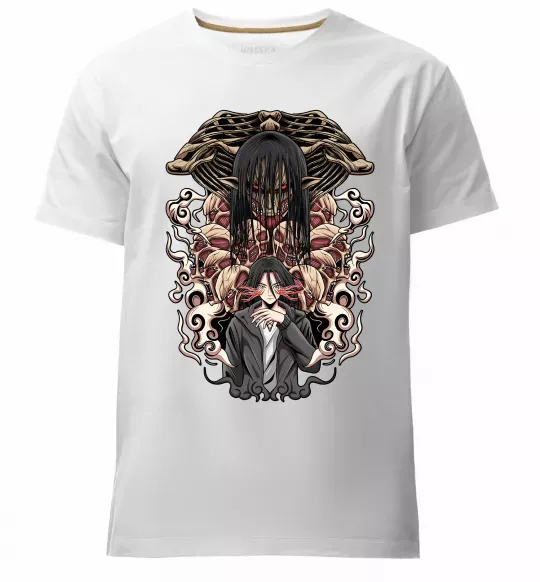 Мужская премиум футболка Eren Yeager Титан Белый фото