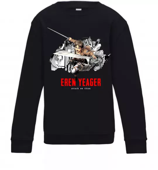 Детский Свитшот Eren Yeager Attack on titan Черный фото