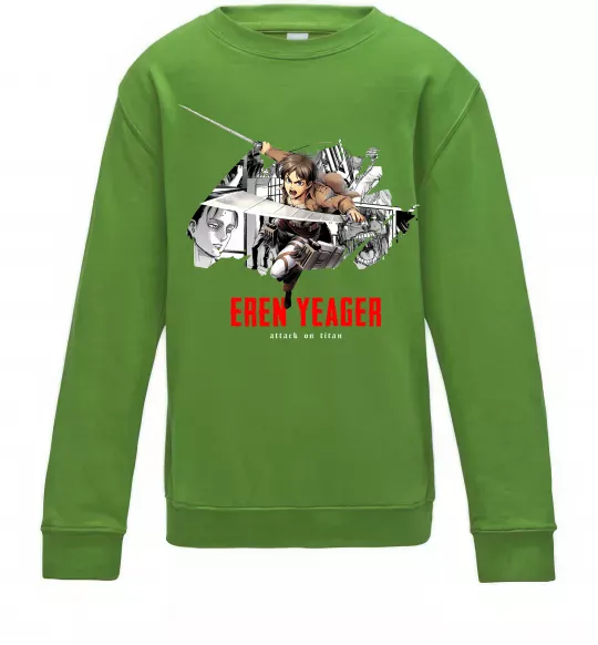 Детский Свитшот Eren Yeager Attack on titan Лаймовый фото