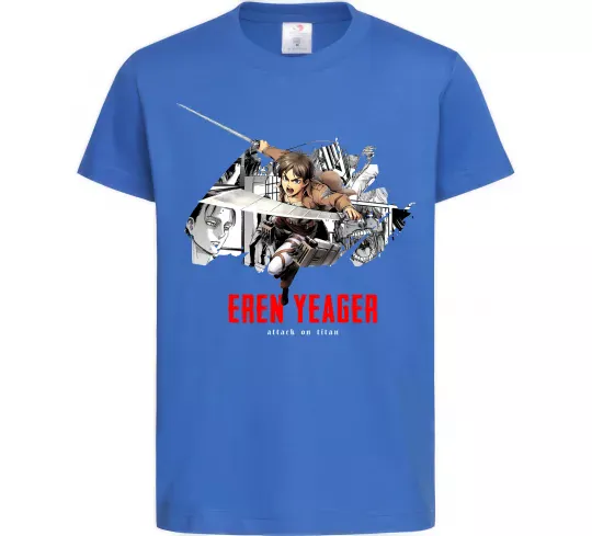 Дитяча футболка Eren Yeager Attack on titan Яскраво-синій фото