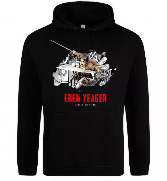 Жіноча толстовка (худі) Eren Yeager Attack on titan Чорний фото