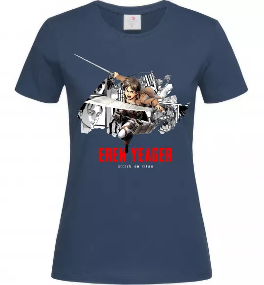 Жіноча футболка Eren Yeager Attack on titan Темно-синій фото