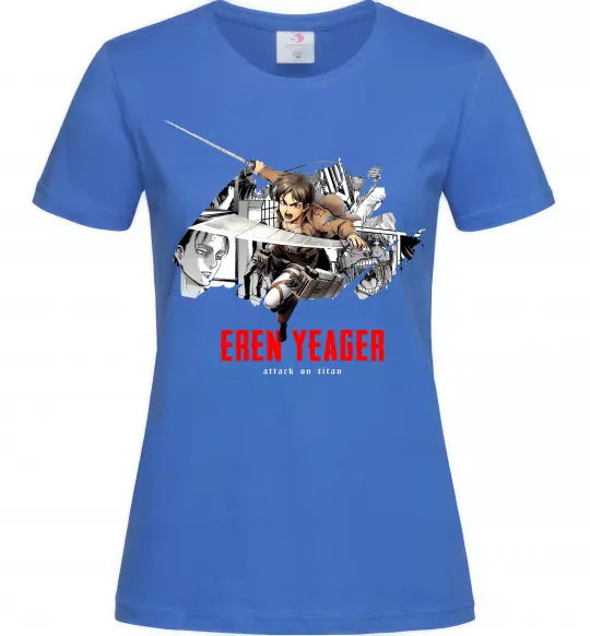Жіноча футболка Eren Yeager Attack on titan Яскраво-синій фото