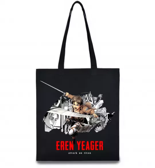 Эко-сумка Eren Yeager Attack on titan Черный фото