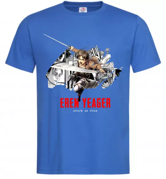 Мужская футболка Eren Yeager Attack on titan Ярко-синий фото
