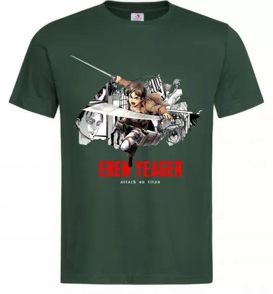 Мужская футболка Eren Yeager Attack on titan Темно-зеленый фото