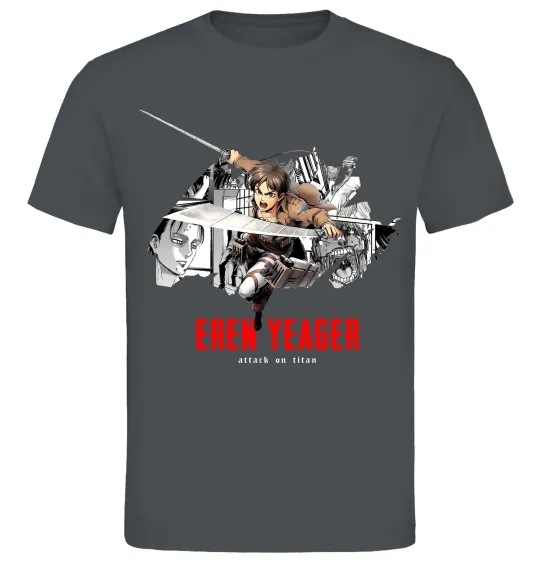 Мужская футболка Eren Yeager Attack on titan Графит фото