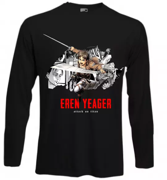 Лонгслив Eren Yeager Attack on titan Черный фото
