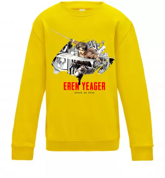 Детский Свитшот Eren Yeager Attack on titan Солнечно желтый фото